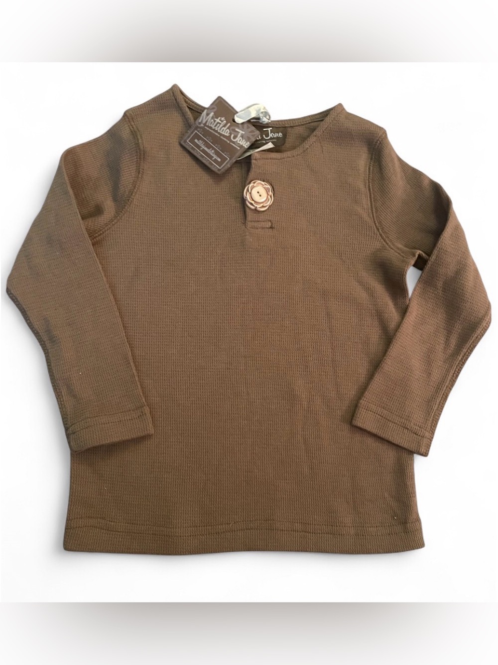 NWT Matilda Jane Long Sleeve Army Green Waffle Top Girls Size 4